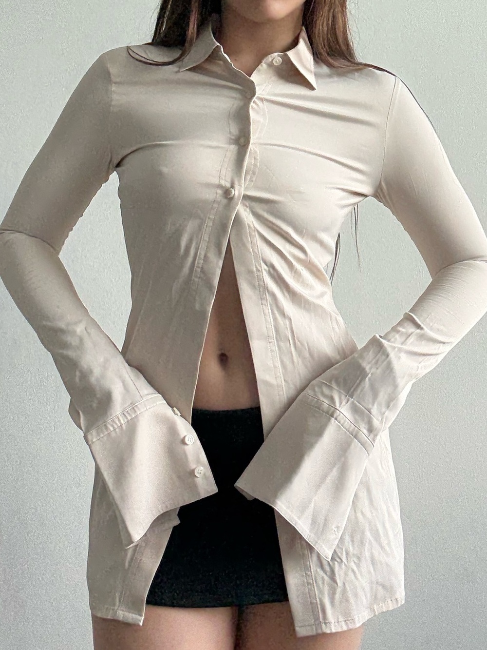 AYA MUSE Cream Tailored Button-Down Shirt